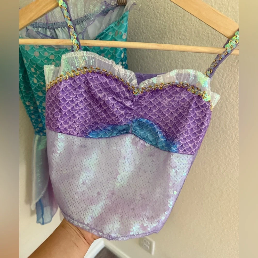 Disney Ariel Little Mermaid bundle piece top skirt crown wand Dress Size 4-6 - Picture 3 of 8